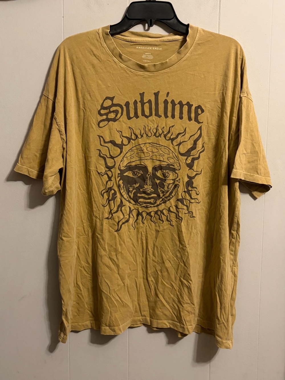 American Eagle Outfitters Men's Mustard Yellow Sublime Graphic Tee